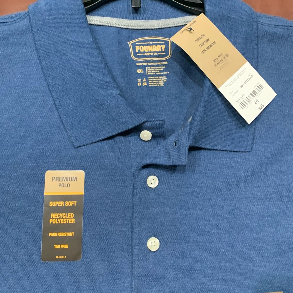 The Foundry Supply Co. Classic Blue Polo Shirt Big and Tall 4XLT